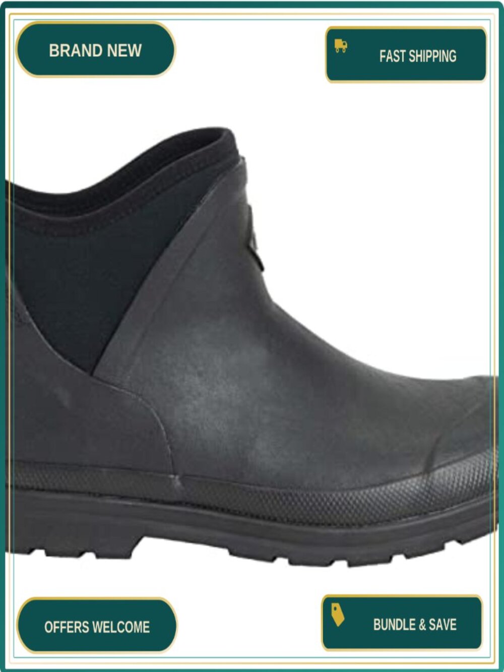 Waterproof Rubber Neoprene Ankle Boot Pull-On Memory Foam